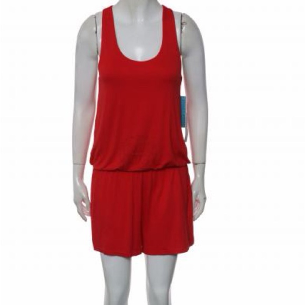 NEW Alice + Olivia sz L Red Jersey Sleeveless Romper